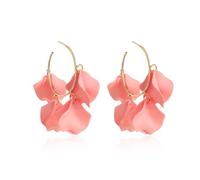 YUNXI Summer Gorgeous Lightweight Petal Hoop Earring for Women Unusual Cute and Fun Acrylic Floral Open Huggie Hoop Earring for Women Holiday Gift, L, Metal, No Gemstone