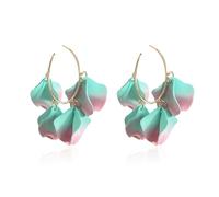 YUNXI Summer Gorgeous Lightweight Petal Hoop Earring for Women Unusual Cute and Fun Acrylic Floral Open Huggie Hoop Earring for Women Holiday Gift, L, Metal, No Gemstone