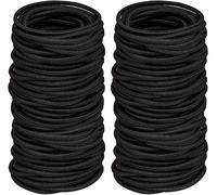 Yunxiao88 100 PCS Elastic Hair Bands, 2mm Elastic Hair Ties Ponytail Holders, Bulk Hair Ties No Metal Gentle Elastics for Women Men Girls Kids (Black)
