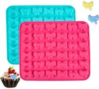 Yunxiao88 2PCS Mini Silicone Molds for Chocolate, with 72 Chambers, Butterfly Ice Cube Tray, Suitable for DIY Bowknot Cupcakes, Crunchy Cookies, Cake Pops, Sugar Crafts (Green or Rose)