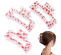 Yunxiao88 3PCS Hair Clips for Women and Girls 3.3 Inch Large Cherry Watermelon Apple Print Hair Claws Clips Friut Banana Clips Rectangle Spring Strong Hold Jaw clips for Thin Thick Curly Hair