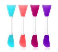 Yunxiao88 Silicone Face Mask Applicator, 4 PCS Double-End Mask Brushes for Facial Mud Mixing Spatula Soft Makeup Beauty Brush Tools for Apply Skincare Cream,Lotion, Gel, Cosmetic Foundation (4 Colors)