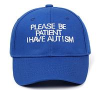 YUNXIBASECAP Cotton Unisex Please Be Patient I Have Autism Baseball Cap,Adjustable Dad Hat, Blue, M/One size