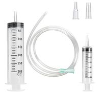 YUNYAN 1 Large Syringe 300 ml + 1 Syringe 60 ml Syringe with 1 m Rubber Hose Reusable Dosing Syringe Plastic Syringe for Laboratory, Animal Feeding, Plant Watering