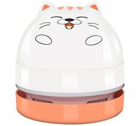 YUNYILAN Mini Desktop Vacuum Cleaner, Portable USB Vacuum Cleaner for Desk Mini Cute Cartoon Desktop Vacuum for Cleaning Eraser Crumbs, Dust, Crumbs, Computer, Keyboard and Car (White Orange)