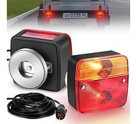 YUNYODA Magnetic Trailer Rear Lights 12V, 2Pack/Set with 7.5M Cable 7 Pin Plug, Waterproof Rear Indicator License Plate Lamp for Camper Van Truck