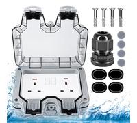 YUNYODA Outdoor Plug Sockets Waterproof, Electrical Double Switched Power Socket with Cover, 13A 2-Gang Outside Wall Plug Socket Box for Garden External Electrical Outlet