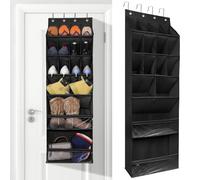 YUNYODA Over Door Shoe Storage, Over The Door Shoe Organizer with 16 Pockets Organiser Back of Door Shoe Rack with 4 Hooks for Dorm Closet Door