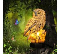 YUNYODA Owl Solar Lights Outdoor Garden - Waterproof LED Owl Lawn Lamp - Creative Night Landscape Light for Patio, Yard, Party Decoration (White)