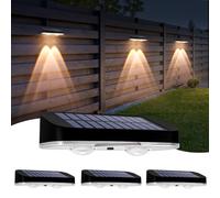 YUNYODA Solar Fence Lights Outdoor Garden, 4 Pack Solar Wall Lights Waterproof with 3 Color Modes Dusk to Dawn for Outdoor Wireless Wall Lights for Outside Garden Fence Yard Garage