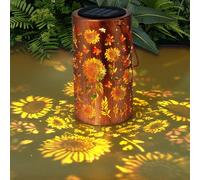 YUNYODA Solar Hanging Garden Lights 2 Pack Artificial Butterfly&Flower LED Fairy String Lights, Solar String Garden Lights Hanging Fake Plants Willow Leaf Ornaments for Patio, Porch, Yard (Sunflower)