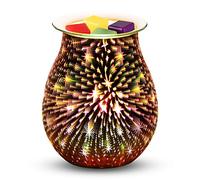 YUNYODA Touch Sensitive 3D Glass Electric Oil Burner, Wax Melts Burner with Light for Home Office Bedroom Living Room Gifts (Spare Bulb Included)(Star)