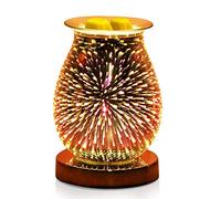 YUNYODA Touch Sensitive 3D Glass Electric Oil Burner,Wax Melts Burner with Light for Home Office Bedroom Living Room Gifts (Spare Bulb Included + Warranty)(Damage Replacement)(Fireworks)