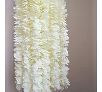 YUNYOUC 20Pcs Wisteria Artificial Flowers, Reusable Hanging Flowers, Wisteria Plant Vine for Wedding Arch Decoration, 100cm Artificial Flower for Family Party Patio Decorations(Milky White 10PCS)