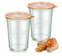 YUNYOUC 2Pcs 800ml/27oz Wide Mouthed Storage Jar Including Glass Lid, Seal & Clamps For Sourdough, Preserving, Canning, Yoghurt, Kimchi, Dry Food Storage(Transparent)
