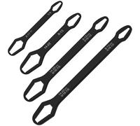 YUNYOUC 4Pcs Multifunctional Wrench Set, Double-Head Torx Wrench 5/16inch-7/8inch and 1/8inch-11/16inch, Self-Tightening Spanner Hand Tools for Car Bicycle Repair(Black)