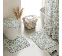 YUNYOUC 4Pcs Shower Curtain Set, Bathroom Shower Curtain with 12 Hooks, Aesthetic Bathroom Set with Bath Mat Toilet Lid Cover and U Nonslip Rug(Blue)