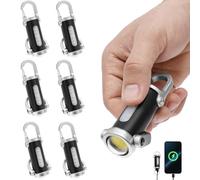 YUNYOUC 6Pack Rechargeable Keychain Flashlights, Waterproof Bright Mini Flashlights, Phone Charger Torch Lights, 7 Light Modes, Mini Keychain Light for Walking, Searching and Hiking