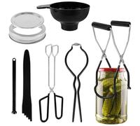 YUNYOUC 7Pcs Canning Supplies Starter Kit, Stainless Steel Canning Tool Set, Rustproof Complete Water Bath Canner with Jar Lifter Tong, Wrench, Funnel, Magnetic Lid Lifter, Bubble Remover Lid