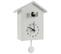 YUNYOUC Cuckoo Clock with Chimer, Minimalist Cuckoo Sound Clock with Pendulum Delicate, Battery Powered Wall Clocks Bird House for Wall Art Home Living Room Kitchen Office Decoration(White)