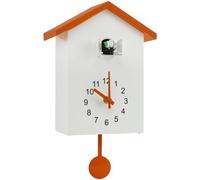 YUNYOUC Cuckoo Clock with Chimer, Minimalist Cuckoo Sound Clock with Pendulum Delicate, Battery Powered Wall Clocks Bird House for Wall Art Home Living Room Kitchen Office Decoration(Orange)