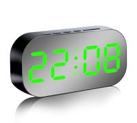 YUNYOUC Digital Alarm Clock, 5 Level Dimmable Night Light Digital Clock with Temperature Display Snooze Night Mode, Battery and USB Powered for Home Bedside (Green Light)
