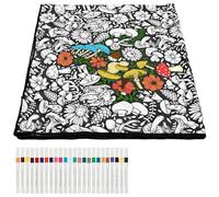 YUNYOUC DIY Colouring Blanket for Adults, DIY Coloring Blankets, Washable Colour Your Own Picnic Blanket with 24 Colors Markers, Creative Stress Relief Activity(Mushroom Theme)