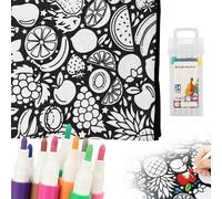 YUNYOUC DIY Colouring Blanket for Adults, DIY Coloring Blankets, Washable Colour Your Own Picnic Blanket with 24 Colors Markers, Creative Stress Relief Activity(Fruit Design)