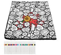 YUNYOUC DIY Colouring Blanket with 24 Colour Markers, Colour Your Own Throw Blanket for Adults, Creative Personalized Cozy Soft Fleece, Personalized Home Decor Ideal Choice, (Style C)