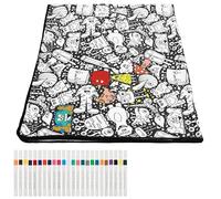 YUNYOUC DIY Colouring Blanket with 24 Colour Markers, Colour Your Own Throw Blanket for Adults, Creative Personalized Cozy Soft Fleece, Personalized Home Decor Ideal (Style D)