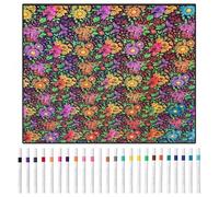 YUNYOUC DIY Colouring Blanket with 24 Colour Markers, Colour Your Own Throw Blanket for Adults, Creative Personalized Cozy Soft Fleece, 156×125 cm Home Decor Ideal (Style K)