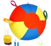 YUNYOUC Dog Herding Ball 45cm, Giant Interactive Dog Ball with Handle Cover & Pump, Large Inflatable Calming Toy for Training, Exercise & Play, Blue & Yellow High Visibility Design(Colorful)
