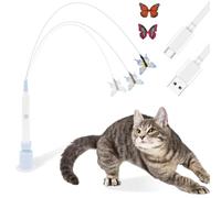 YUNYOUC Electric Butterfly Cat Toy, Interactive Cat Toys for Indoor and Outdoor Play, Active Play Stimulate Instinct Interactive Cats Toy with Suction Cup and 2 Butterfly Refills(Blue charging model)