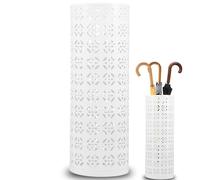 YUNYOUC Metal Umbrella Stand, Freestanding Round Umbrella Holder Rack, Walking Stick Holder, Hold About 4-6 Long Umbrellas, Hallway Reception Furniture for Homes, Offices, Apartments, Hotels (White)