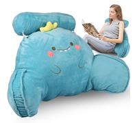 YUNYOUC Reading Pillow for Bed, 70x43cm, Detachable Plush Back Support Cushion with Neck Arm Back Support, Washable Cuddle Gaming Cushion, Backrest Rest Pillow for Reading Watching TV (Dinosaur)
