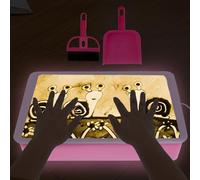 YUNYOUC Sand Painting Light Box for Kids, DIY Sand Painting Light, Table Soft Lights Sands Art Lights Box, Art Table with Sands Mini Broom and Dustpan 40×28×9cm(Pink)