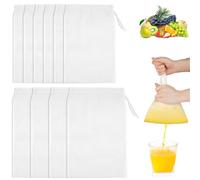 YUNYU 10-Pack Reusable Cheese Cloths for Straining & Nut Milk Bags - 6 Pcs 30x20cm + 4 Pcs 35x25cm Fine Mesh Cheesecloth Filter Bags with Drawstring, Washable for Juicing, Coffee, Yoghurt, Fruit