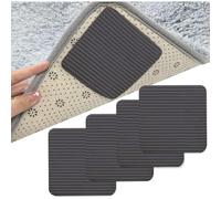 YUNYU 100x100cmx2mm Thick Rug Gripper & Anti Slip Mat for Carpets, Sofas - Set of 4 Black Washable Non Slip Pads | Reusable Carpet Grippers, Residue-Free Non Slip Mat for Indoor Rugs & Floor Safety