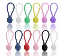 YUNYU 12 PCS Magnetic Cable Ties Silicone Cable Clips Cord Organizer Reusable Magnetic Cord Ties USB Cable Manager