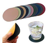 YUNYU 12-Piece Coaster Set for Drinks, Double-Sided Faux Leather Drink Coasters, Non-Slip Table Coasters in 12 Colors, Modern Coaster Set for Home, Bar & Office