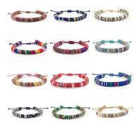 YUNYU 12Pcs Bohemian Woven Bracelets - Handmade Adjustable Friendship Braided Bracelet Set for Men and Women, Unisex Wrist and Anklet Accessories for Everyday Wear