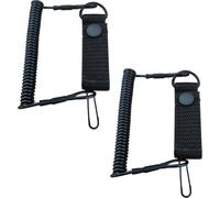 YUNYU 2 Pack Elastic Safety Lanyard with Carabiner - Reusable Tactical Bungee Cord for Hiking, Climbing, Camping & Outdoor Activities (Black)