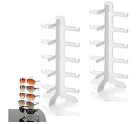 YUNYU 2 Pack Eyeglass Holder Stand - Holds 5 Pairs of Sunglasses/Reading Glasses, Reusable Transparent Display Organizer for Glasses Storage