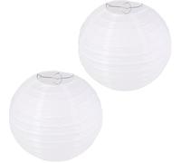 YUNYU 2-Pack Round Paper Lamp Shades/White DIY Lampions for Creative Projects & Wedding Garden Party Decor (20cm, 8 Inch)
