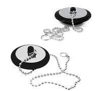 YUNYU 2 Pcs Universal bath plug, Bathroom Sink Plug Replacement, Drain Stopper for Bathroom Kitchen, Kitchen Sink Plug with Stainless Steel chain (Size 1.65in To 1.77in, Chain 16.5in)