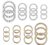 YUNYU 24Pack Spring O Rings, 13/16/19/25mm Gold & White Round Spring Snap Rings for Bags, Wallets, DIY Crafts