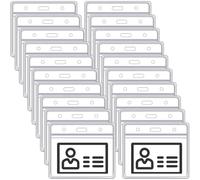 YUNYU 25Pack PVC Card Holder - Clear Horizontal Badge Holders with Lanyard Compatibility, Waterproof ID Card Protectors for Events, Work & Student IDs