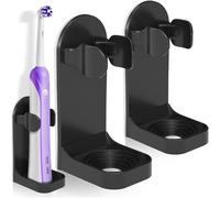YUNYU 2Pcs Electric Toothbrush Holders for Wall Mounting with Strong Adhesive - Adjustable Universal for Bathroom Storage, Organise Your Electric Toothbrushes Efficiently