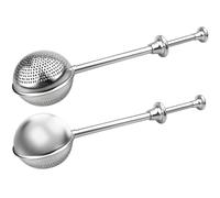 YUNYU 2Pcs Tea Strainer with Telescopic Handle - One Full-Hole Tea Strainer and One Half-Hole Tea Strainer for Versatile Loose Tea Brewing, Easy to Use and Clean