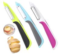 YUNYU 3-Pack Stainless Steel Potato Peeler with Non-Slip Handle - Carrot Peeler for Kitchen Vegetables & Fruits, Green/Light Purple/Dark Purple